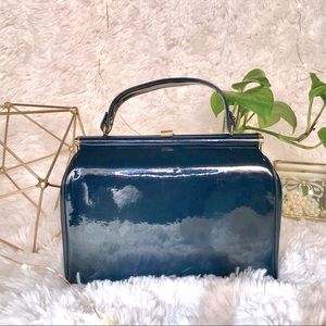 Vintage 1950’s Dobbie Navy Blue Hardshell Handbag